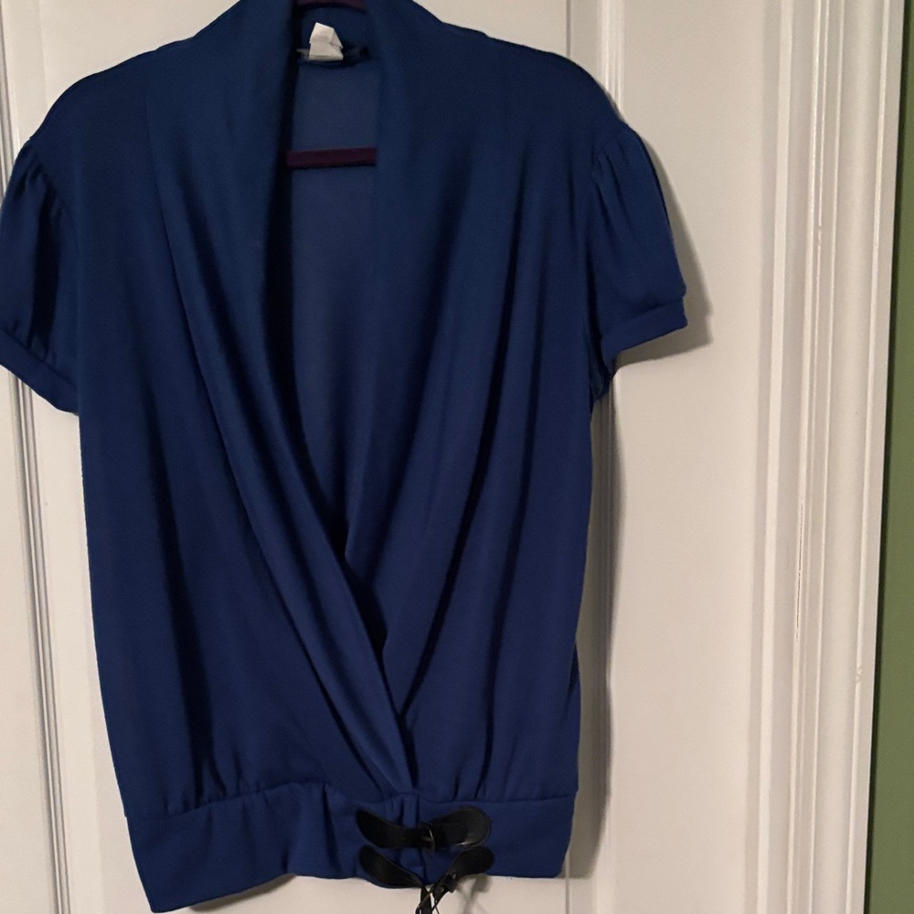 French Atmosphere Deep Blue Blouse
